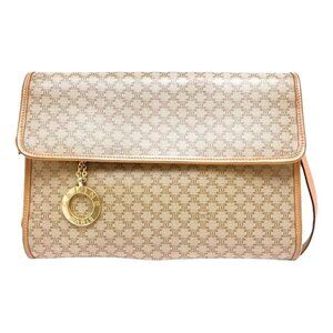 Celine Vintage Macadam Canvas & Leather Crossbody/Clutch Beige & Brown